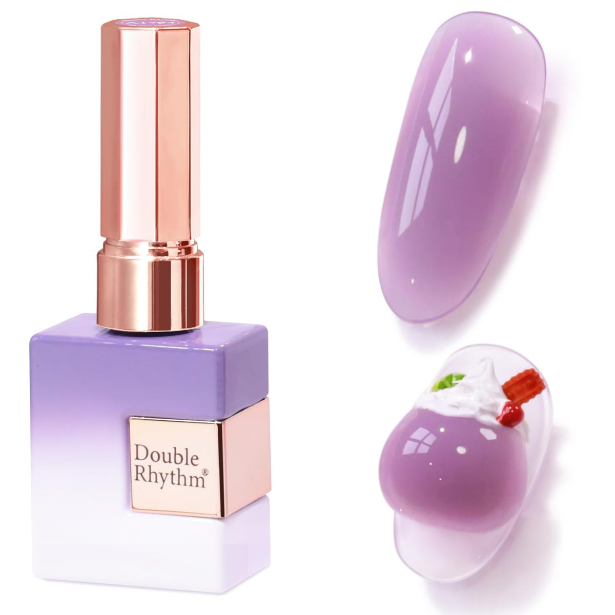 Double Rhythm front bottle showing pale lavender color and translucent benefit