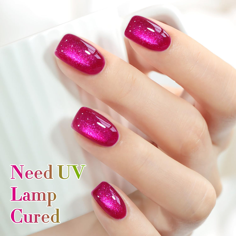 Double Rhythm manicured hands wearing Pitaya Purple showing stunning wearable look