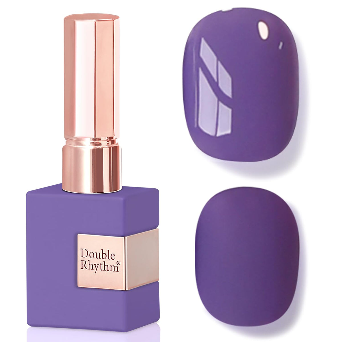 Double Rhythm front bottle showing plum purple shade and glossy finish benefit