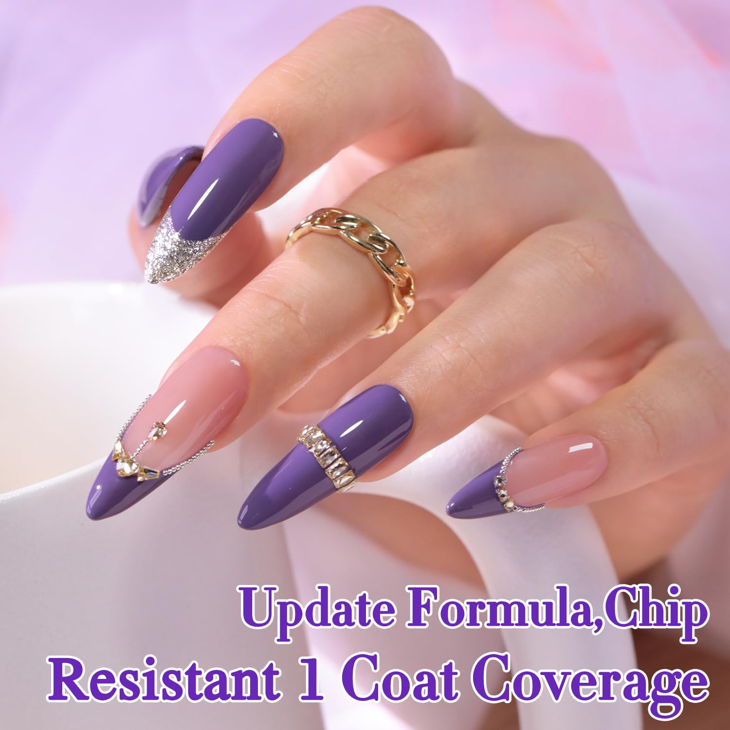 Double Rhythm finished manicure on hand showing salon-quality gloss benefit