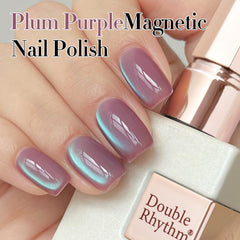 Double Rhythm polish cured under LED lamp showing reflective shimmer