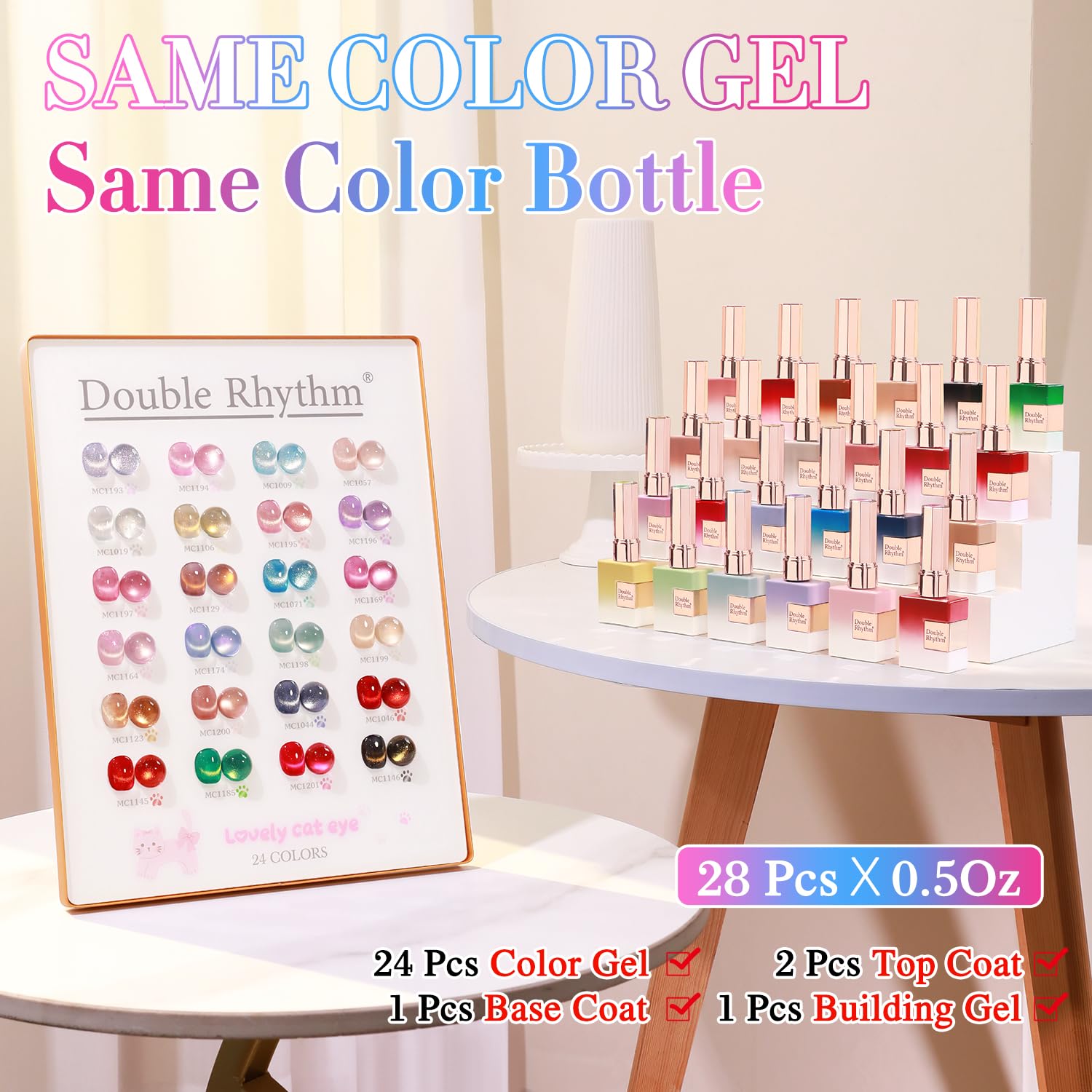 Double Rhythm bottle close-up label highlighting rich pigment and clarity