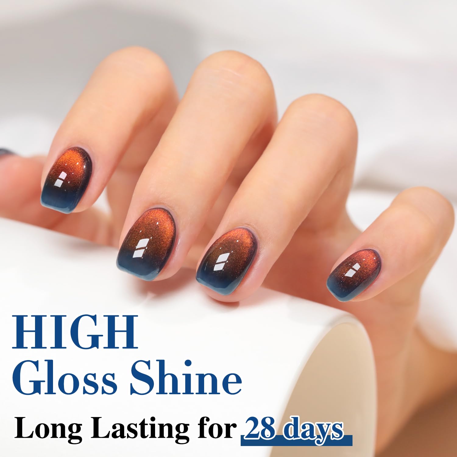 Multiple nails with Double Rhythm over different base colors, shows layering versatility