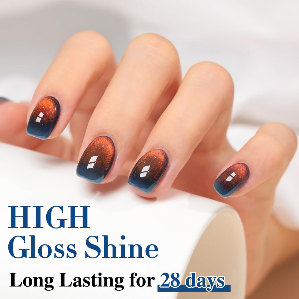 Multiple nails with Double Rhythm over different base colors, shows layering versatility