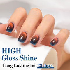 Multiple nails with Double Rhythm over different base colors, shows layering versatility