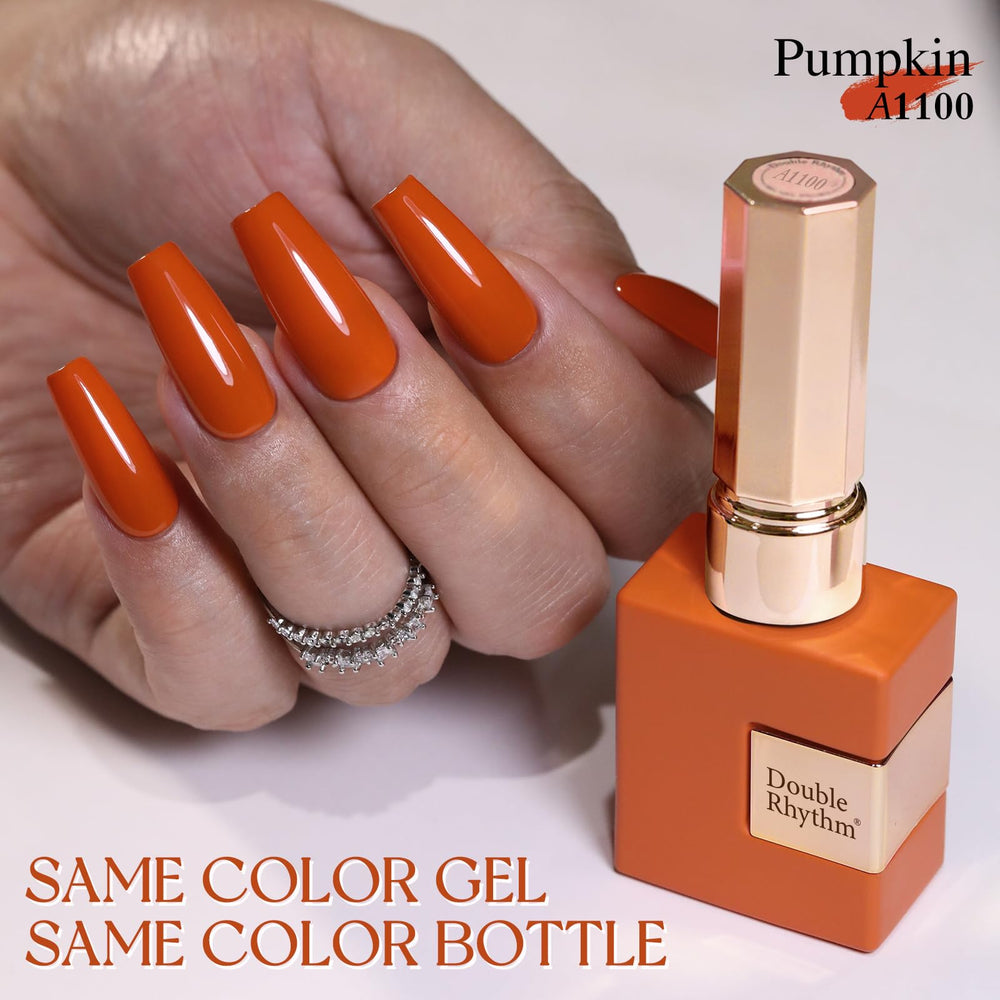 Double Rhythm brush stroke of pumpkin orange showing smooth coverage benefit