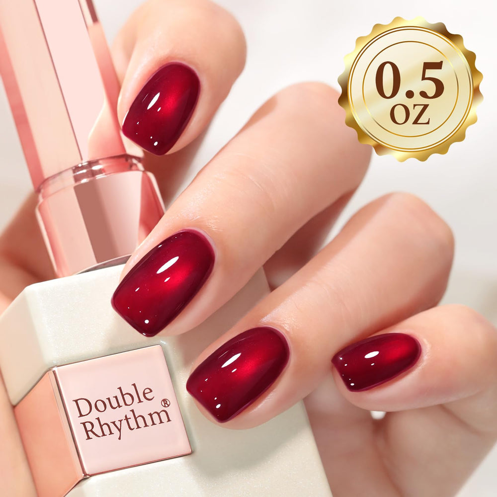 Double Rhythm before and after nails overlay showing transformed shimmer and depth
