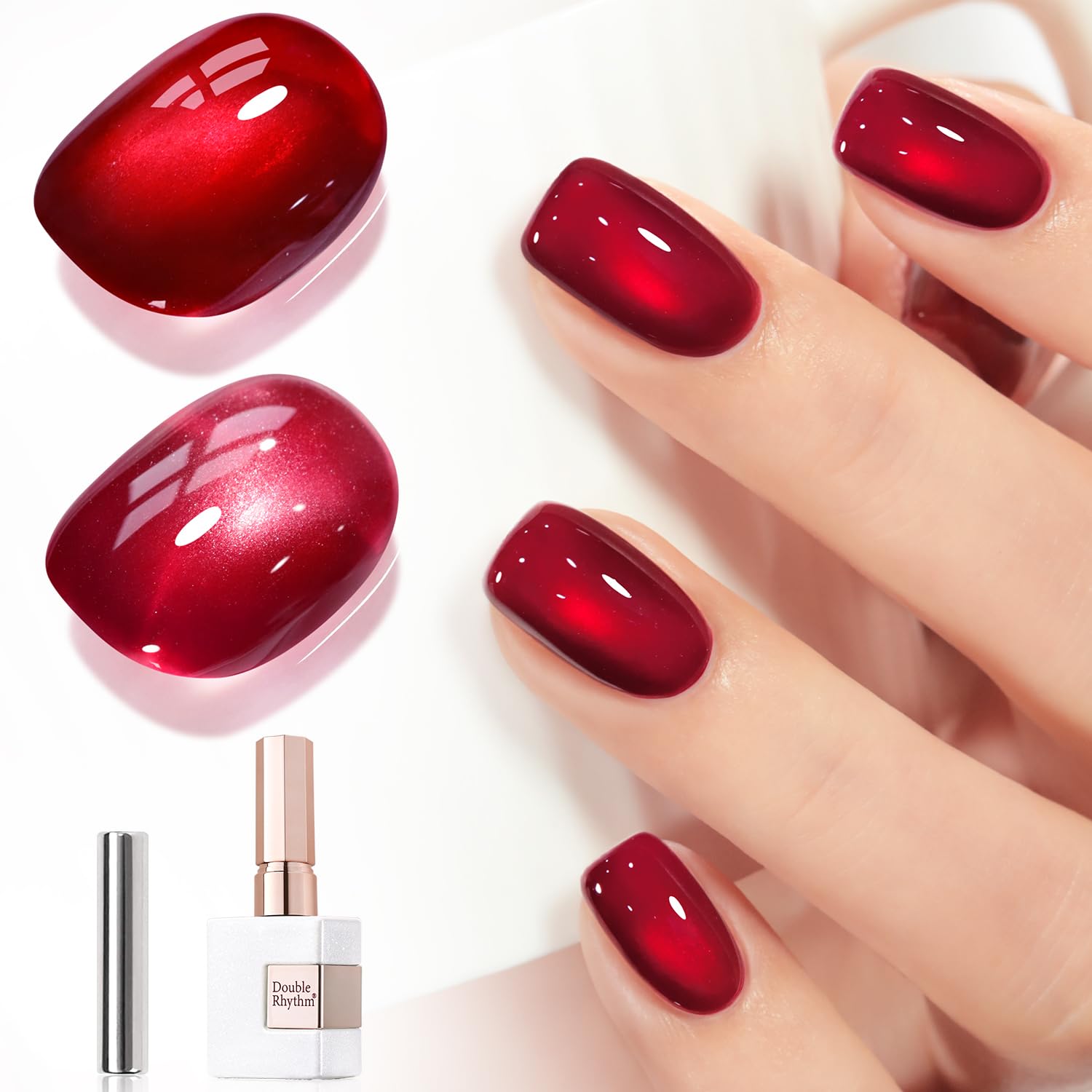 Double Rhythm front bottle showing red mc1116 label and holographic shimmer effect