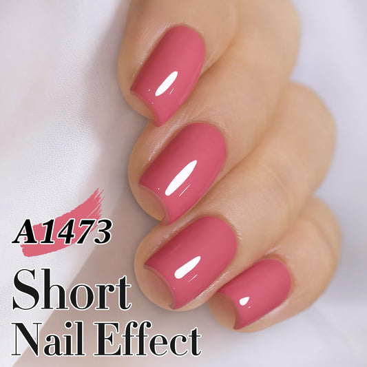 Double Rhythm brush stroke of rose pink gel polish demonstrating smooth application