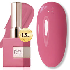 Double Rhythm bottle front view showing rose pink shade and neat label benefits