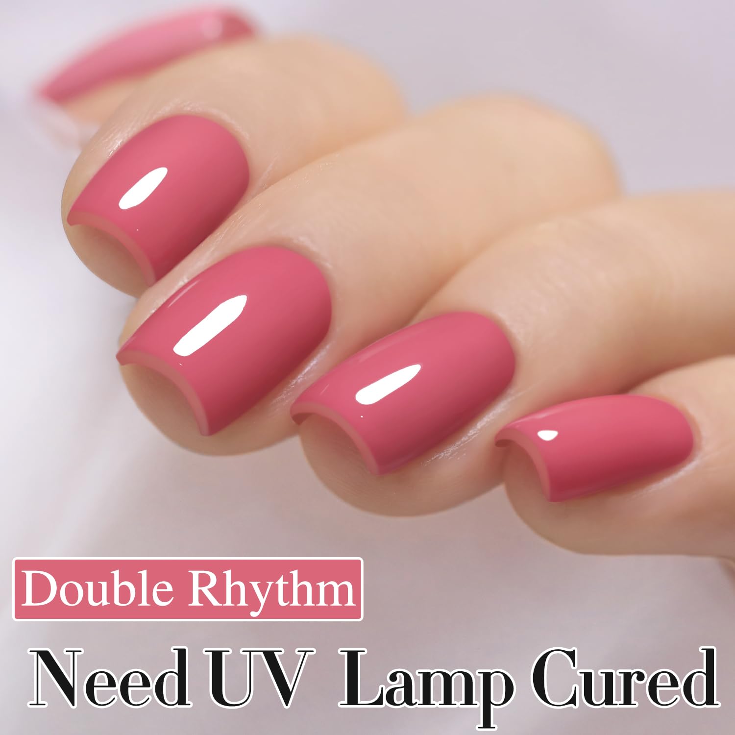 Double Rhythm nail wheel swatch displaying buildable sheer rose pink color