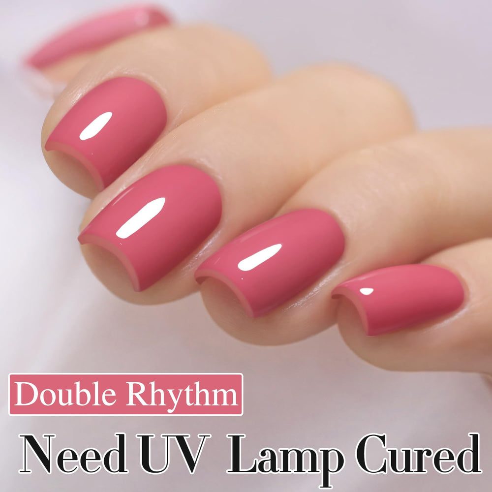 Double Rhythm nail wheel swatch displaying buildable sheer rose pink color