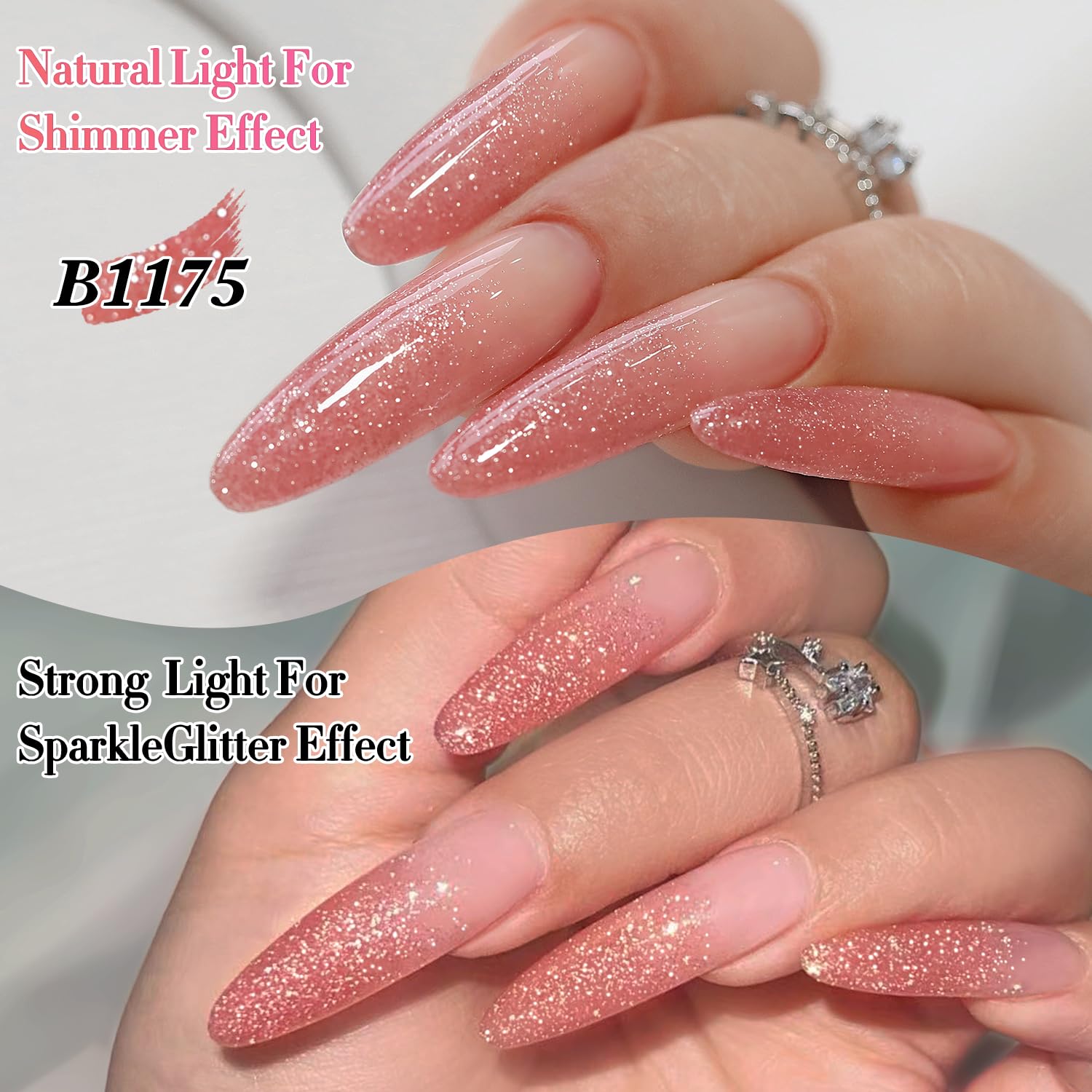 Double Rhythm nail art accent on bridal nail showing elegant shimmer benefit