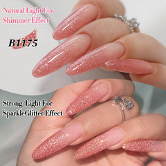 Double Rhythm nail art accent on bridal nail showing elegant shimmer benefit