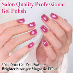 Double Rhythm magnet effect being applied to create cat-eye shimmer and stripe