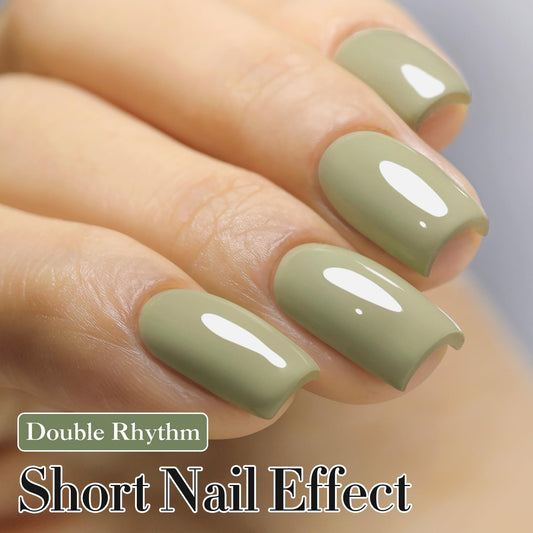 Double Rhythm brush stroke of sage green showing smooth coverage and application benefit