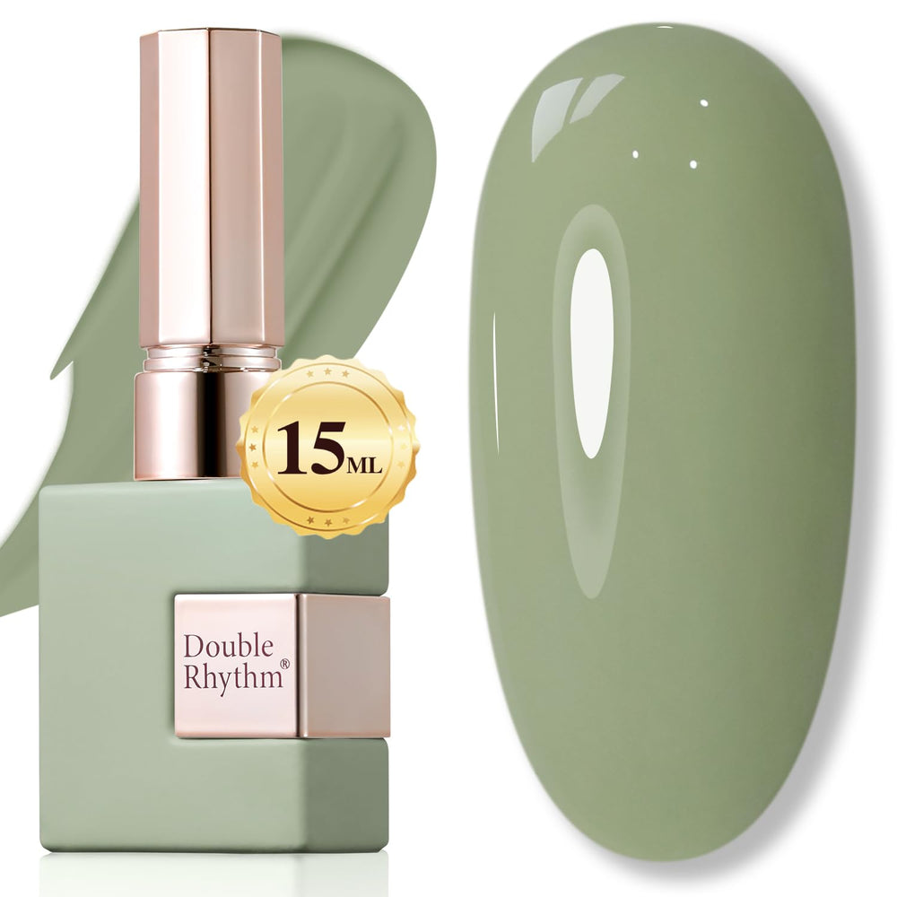 Double Rhythm front bottle showing sage green polish and brand for true-color preview