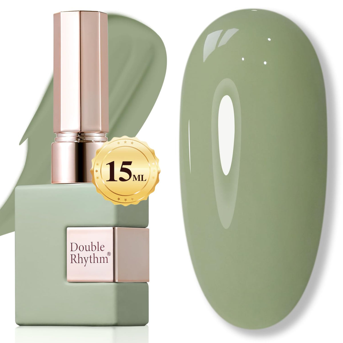 Double Rhythm front bottle showing sage green polish and brand for true-color preview