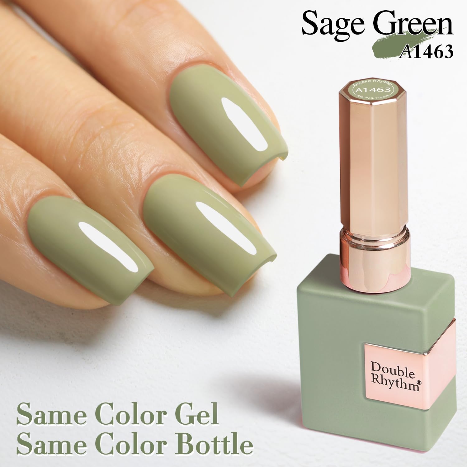 Double Rhythm nail swatch wheel displaying sage green shades for color-selection benefit
