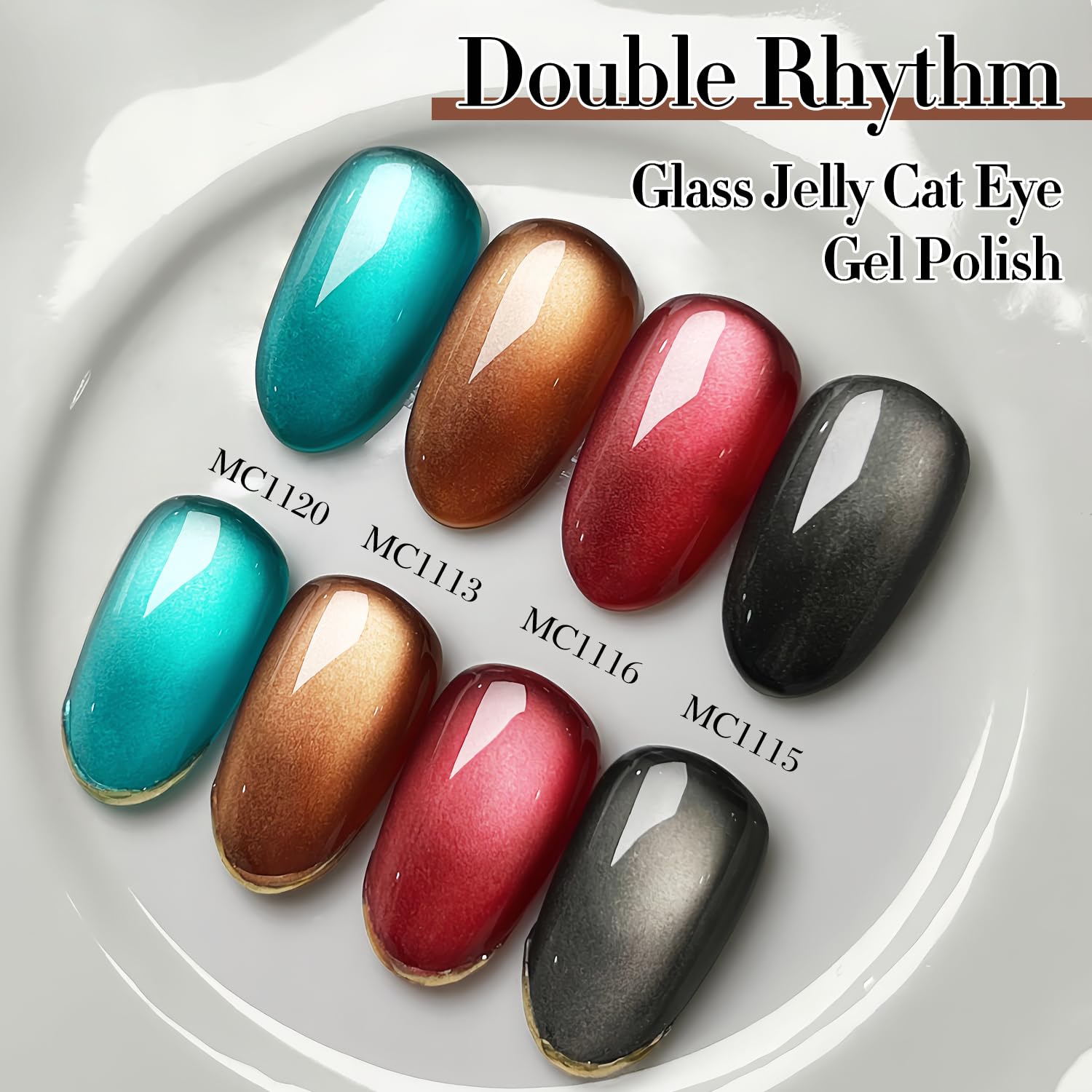 Double Rhythm in-salon application showing curing under LED lamp for durable finish