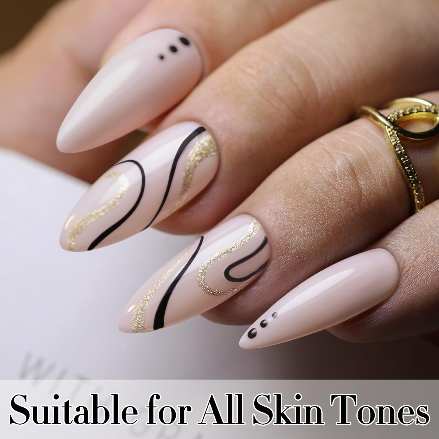 Double Rhythm salon manicure on mannequin showing glossy professional result