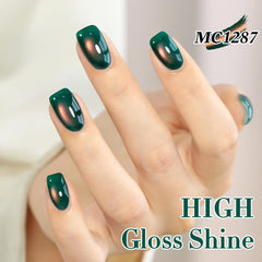 Double Rhythm finished salon-style hands displaying holographic shine benefit