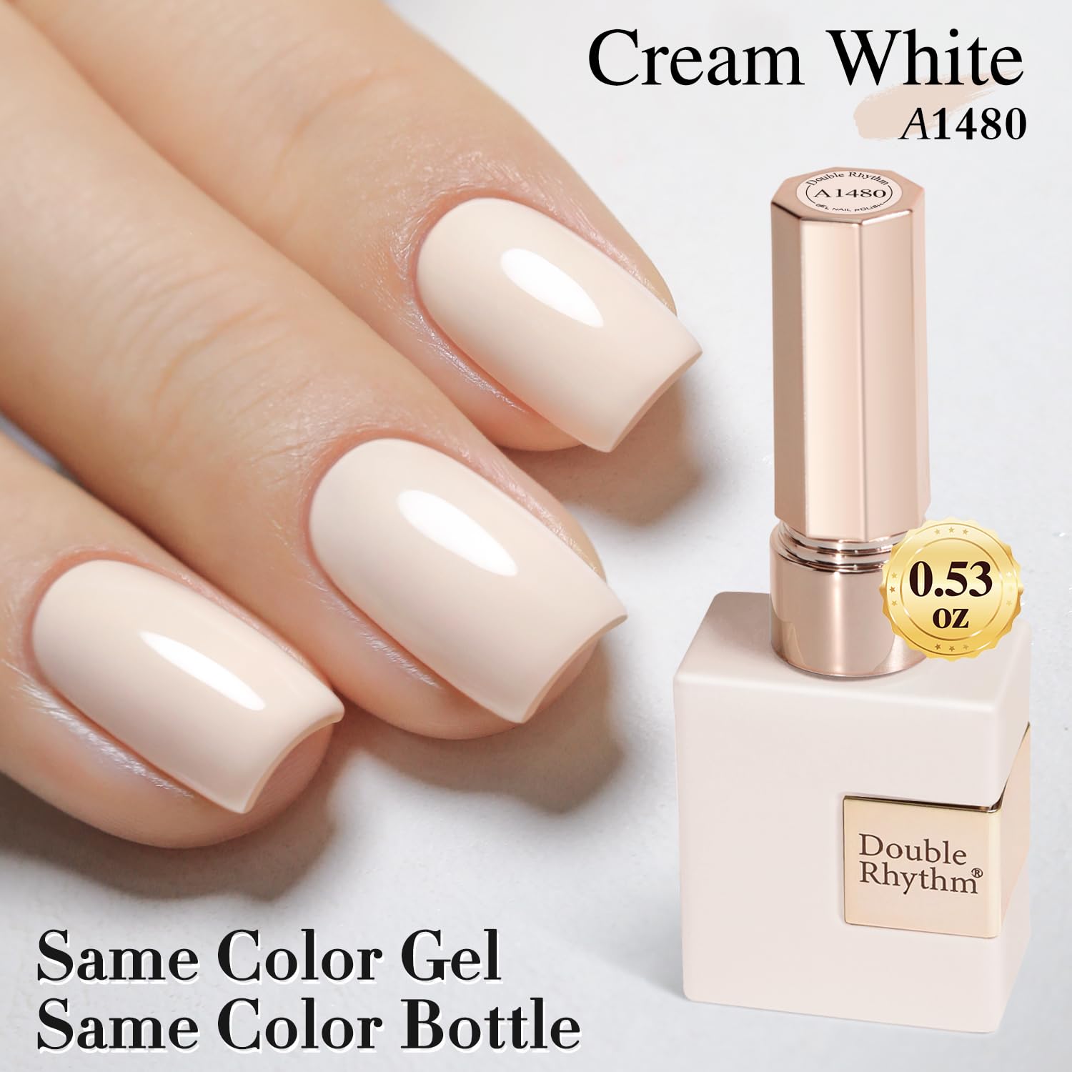 Double Rhythm hand scale comparison showing 15ml bottle size for travel-friendly convenience