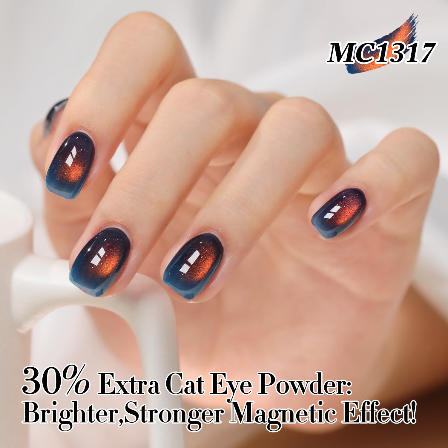 Hand model wearing Double Rhythm polish to show real-scale color depth and shimmer