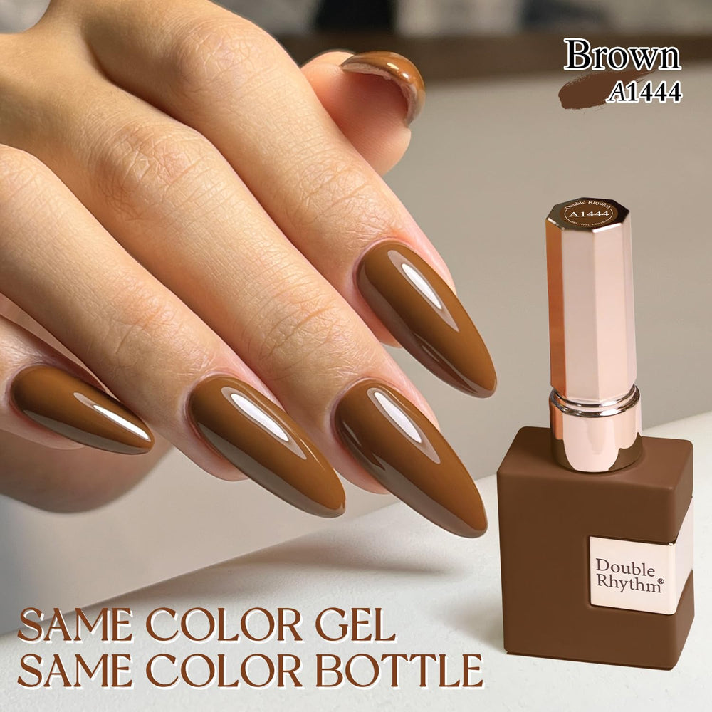 Double Rhythm shade swatch on tips showing true brown tone benefit