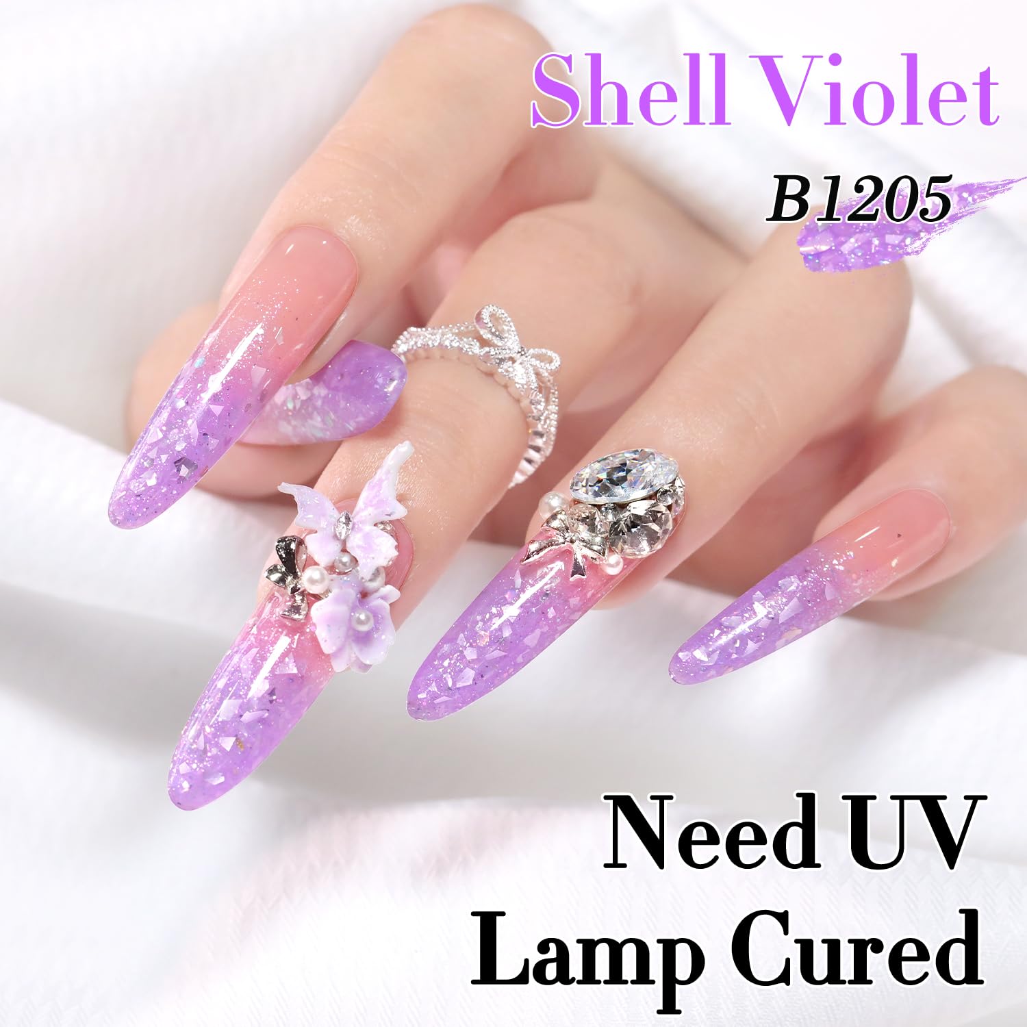 Double Rhythm swatch on nail tip showing reflective purple depth