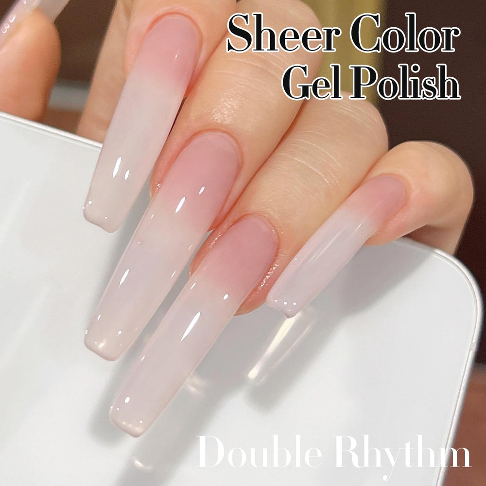 Double Rhythm finished manicure displaying glossy natural look and long-lasting shine