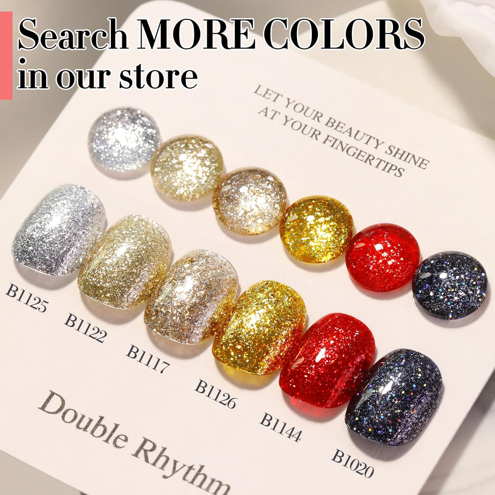 Double Rhythm painted nail on hand showing long-lasting glossy silver finish