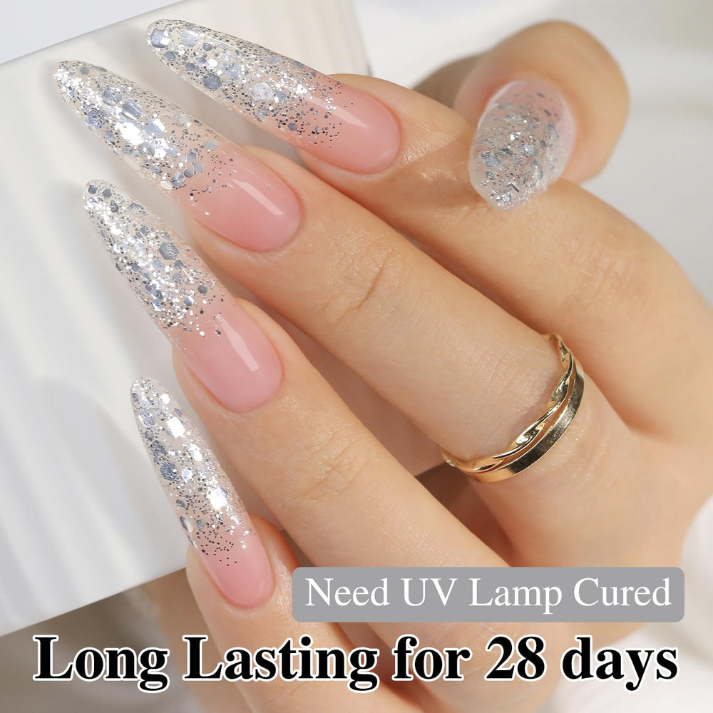 Double Rhythm manicure in party setting showing wearable sparkle for events