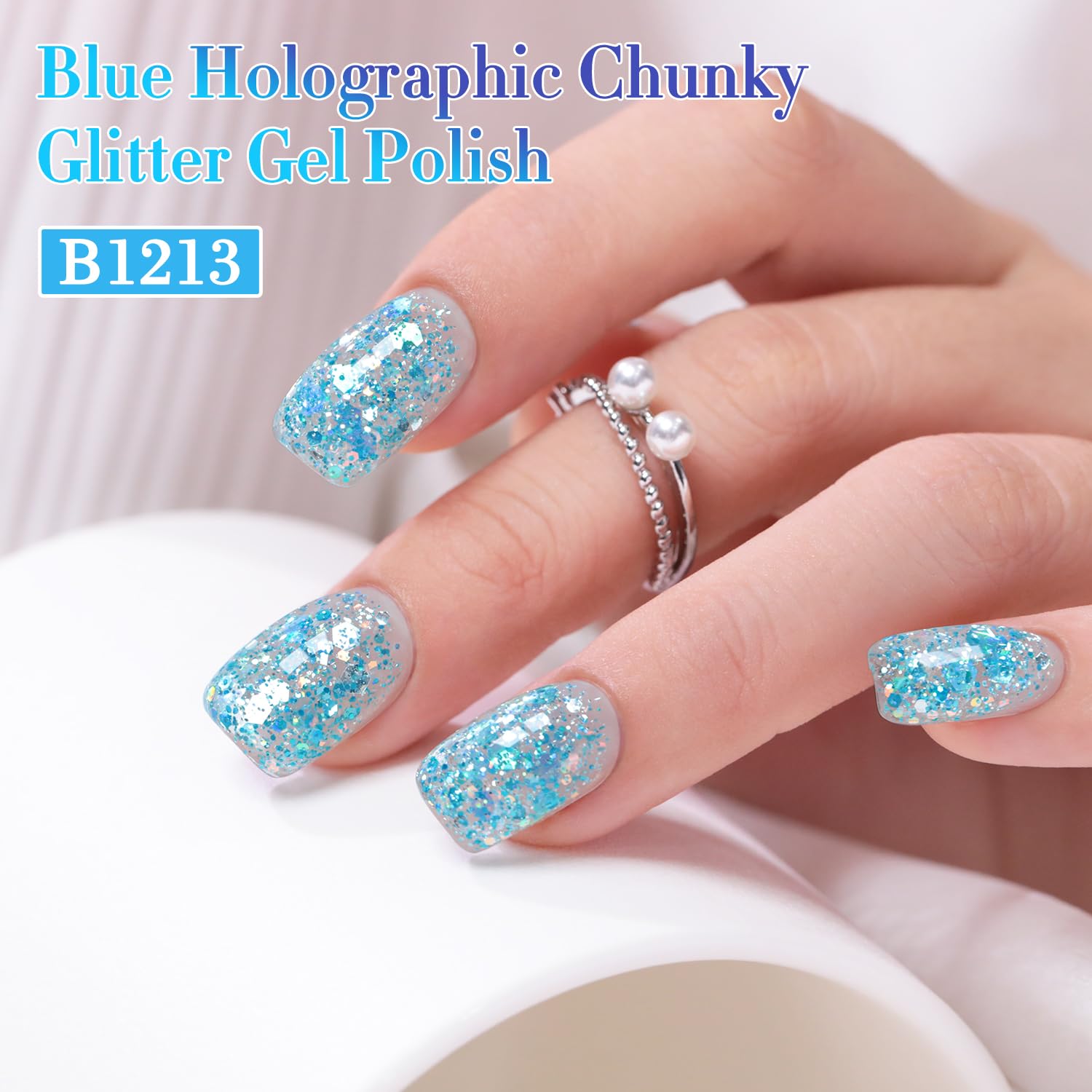 Double Rhythm brush stroke of Sparkle Blue showing smooth application and even coverage