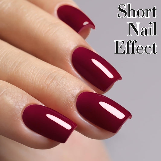 Double Rhythm nail swatches displaying burgundy shade true-to-bottle for selection