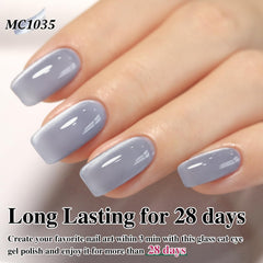 Double Rhythm swatch on finger showing holographic shimmer and depth