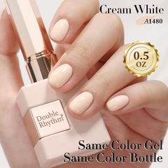 Double Rhythm swatch on nails demonstrating sheer cream white finish for elegant manicures