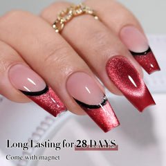 Double Rhythm swatches on nail tips comparing sheer to layered opacity options