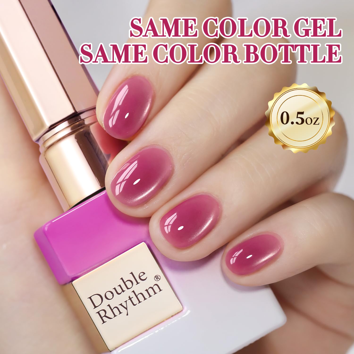 Double Rhythm swatch wheel displaying translucent purple-pink holographic shades