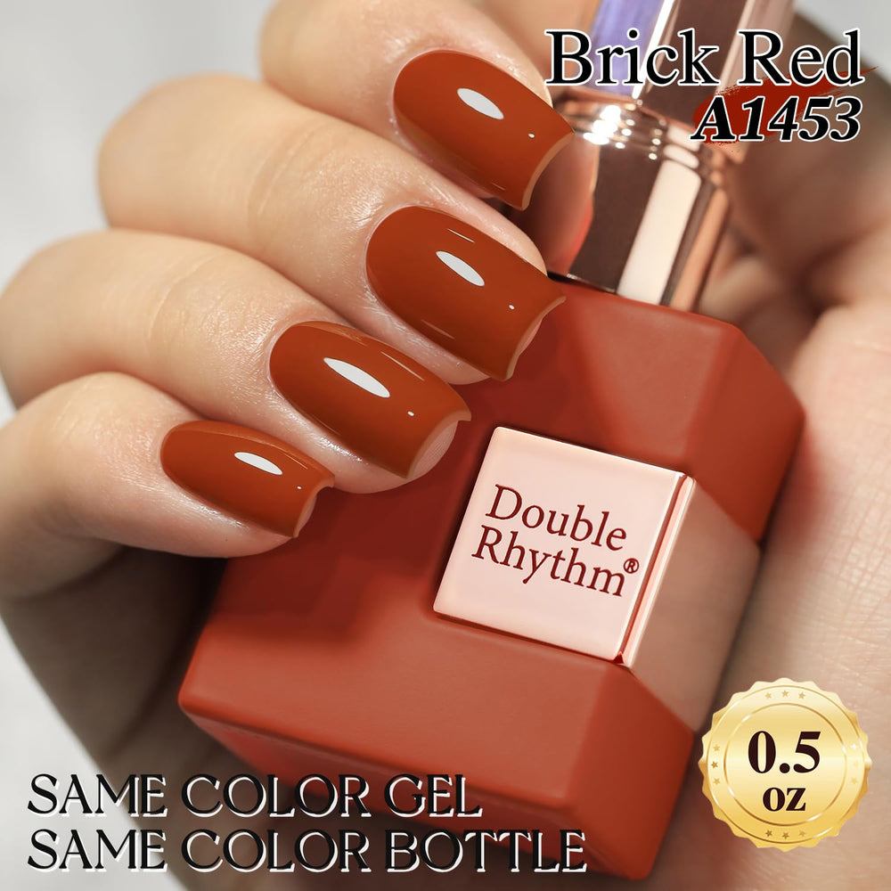 Double Rhythm swatch on nail wheel showing true burnt brick shade for selection
