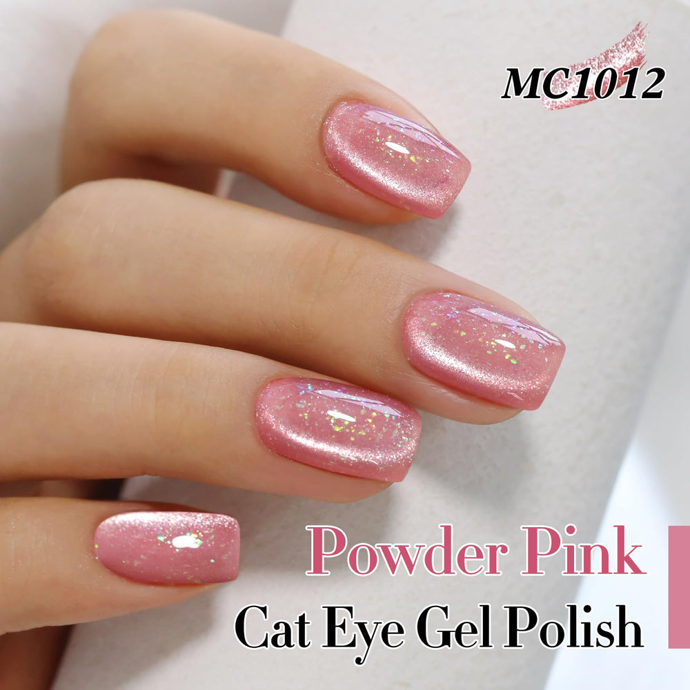 Double Rhythm polish swatch stick showing translucent holographic shimmer