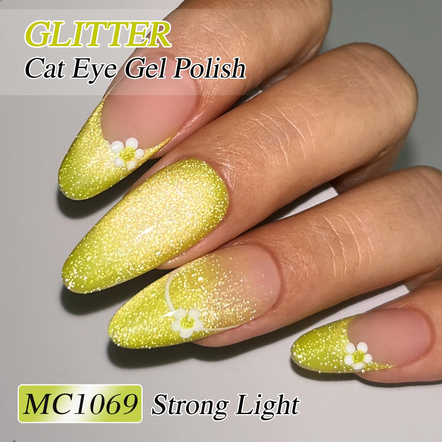 Double Rhythm yellow cat eye swatch over black base highlighting strong contrast