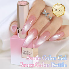 Double Rhythm nail tips showing color shifts and holographic swatches