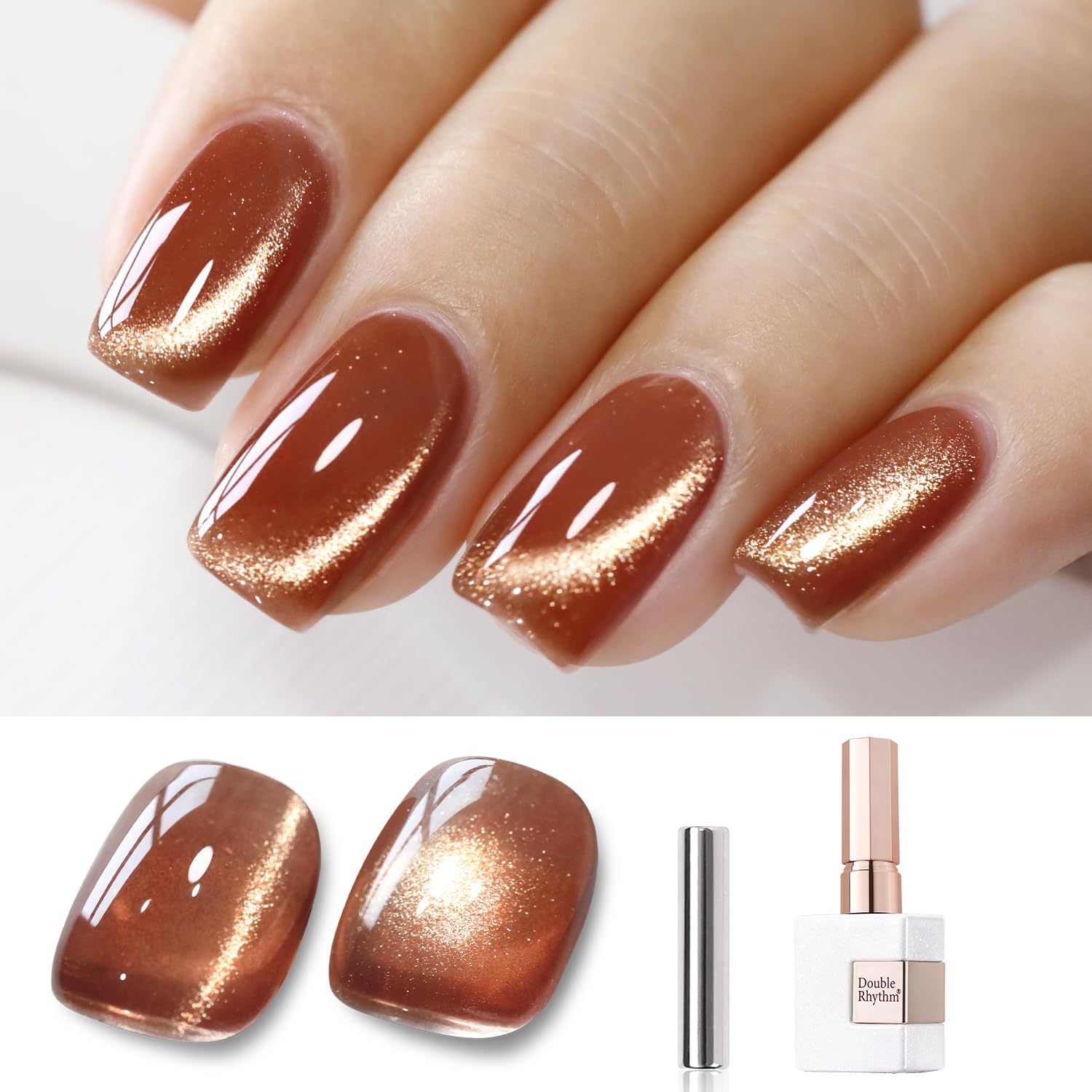 Double Rhythm bottle front view showing tea gold gel
