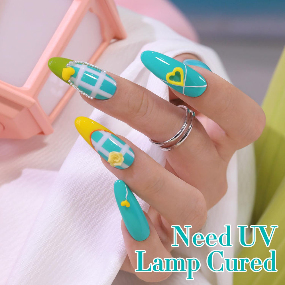 Double Rhythm swatch fan displaying 1-to-3 coats milky pastel teal options