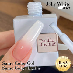 Double Rhythm texture close-up of jelly polish highlighting glossy depth and buildability