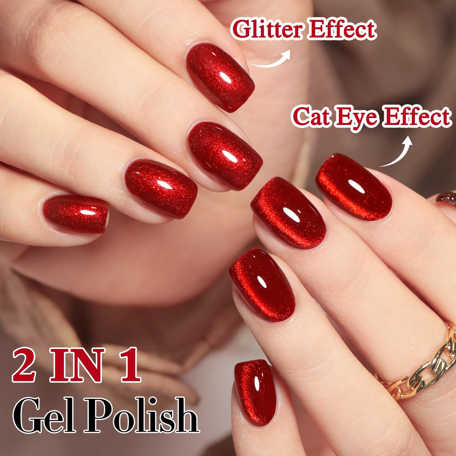 Double Rhythm close-up texture of red holographic glitter for precise effect