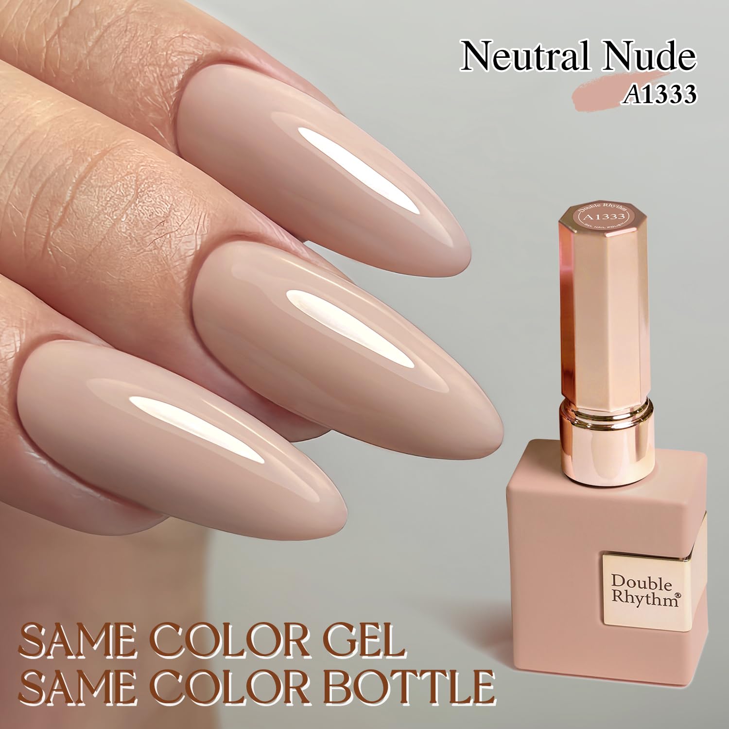 Double Rhythm texture close-up showing glossy, streak-free finish for lasting shine