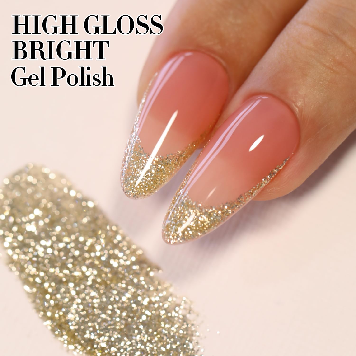Double Rhythm macro of glitter particles revealing holographic texture and high-shine effect