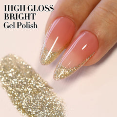 Double Rhythm macro of glitter particles revealing holographic texture and high-shine effect